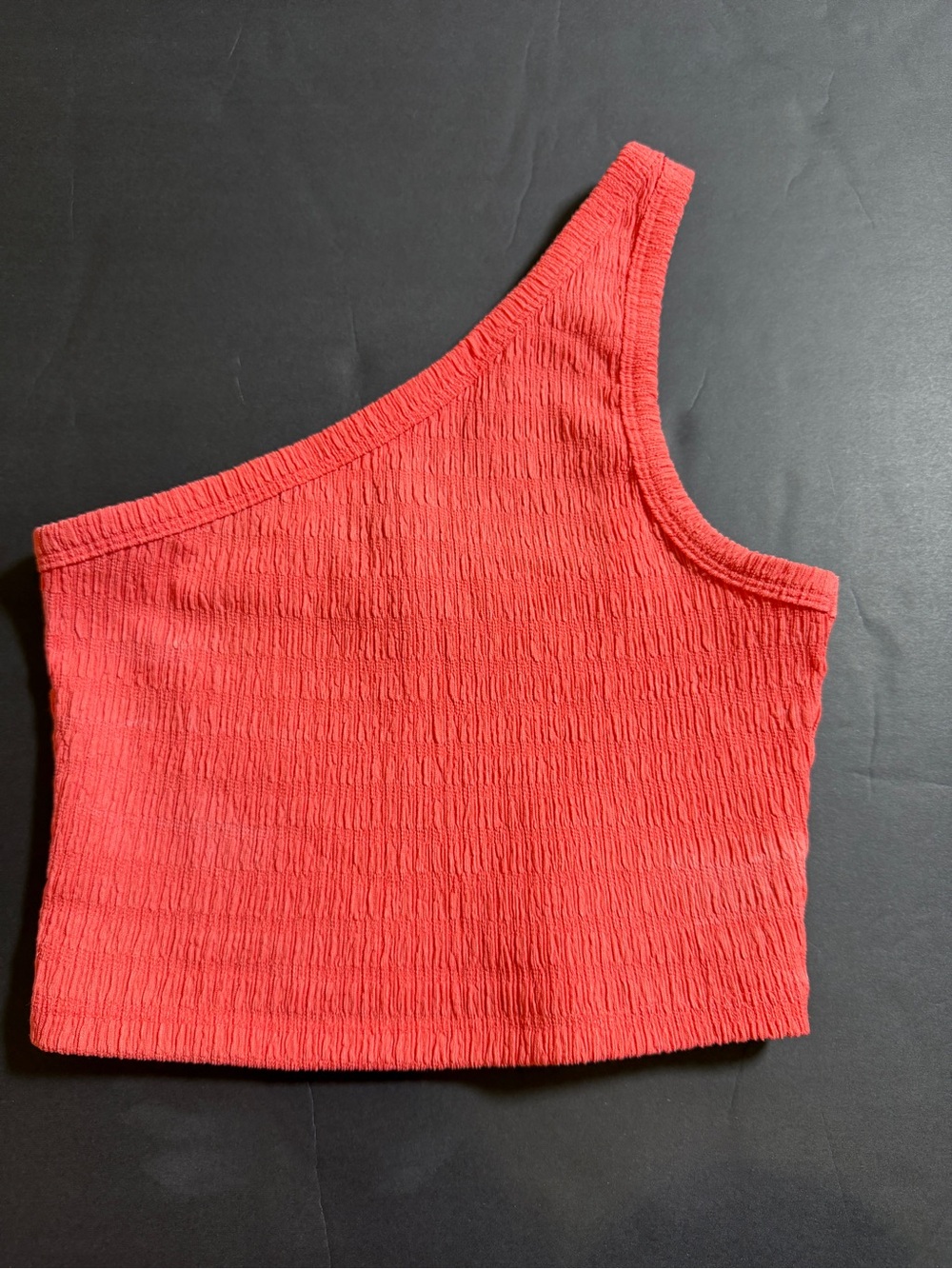 American Eagle One-Shoulder Coral Textured Crop Top